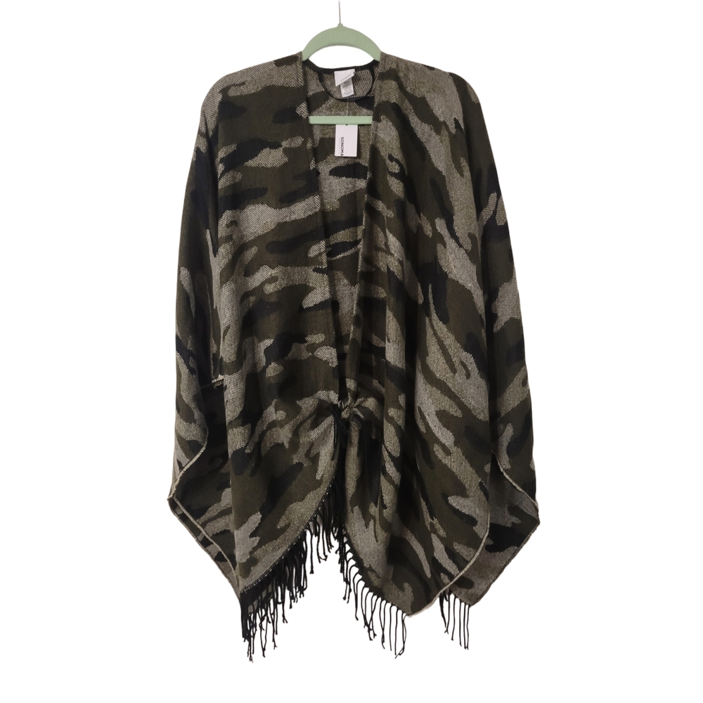 Camo Fringe Poncho - Picture 4 of 4